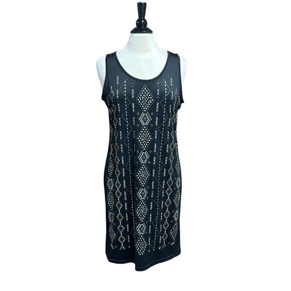 Anne French Women’s Black Jeweled Tank Dress Size Lg NEW